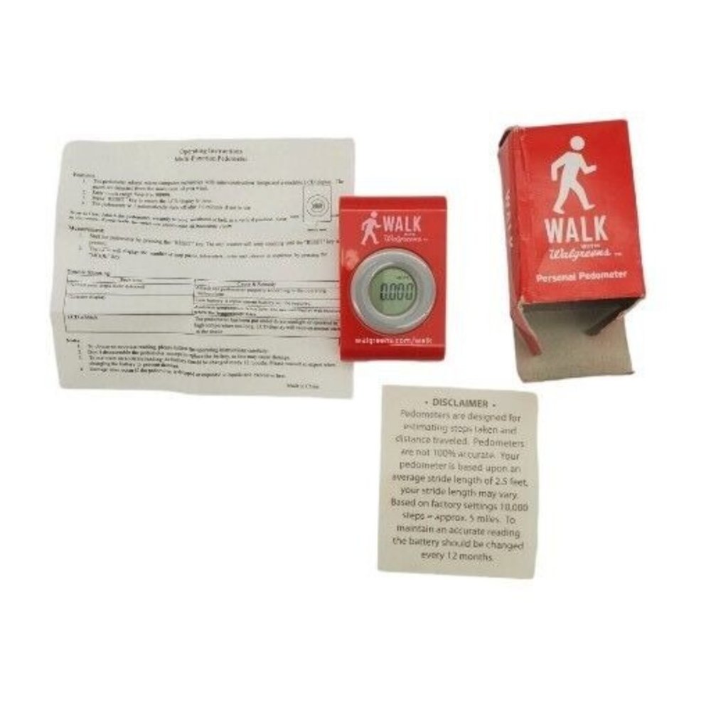 Walk with Walgreens Device Personal Pedometer Red‎ new old stock includes box